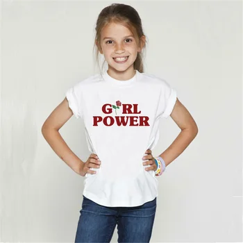 Летняя футболка для девочек, модные детские футболки с принтом Girl Power, одежда для детей, забавные крутые футболки, топы, детская одежда с коротким рукавом