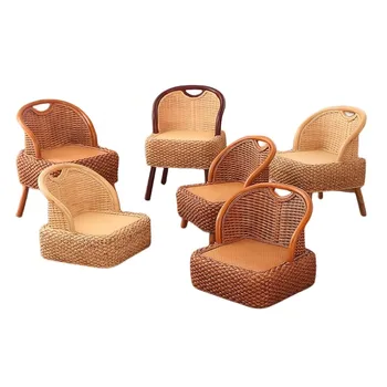 Плетеный стул ручной работы из соломы и ротанга, кресло в японском стиле, напольный стул без ножек Zaisu с эргономичной спинкой, мебель для дома