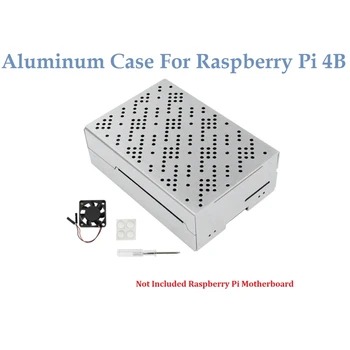 Чехол для Raspberry Pi 4B Металлический корпус корпус из алюминиевого сплава охлаждающий вентилятор Защитная оболочка для Raspberry Pi B Модель 4